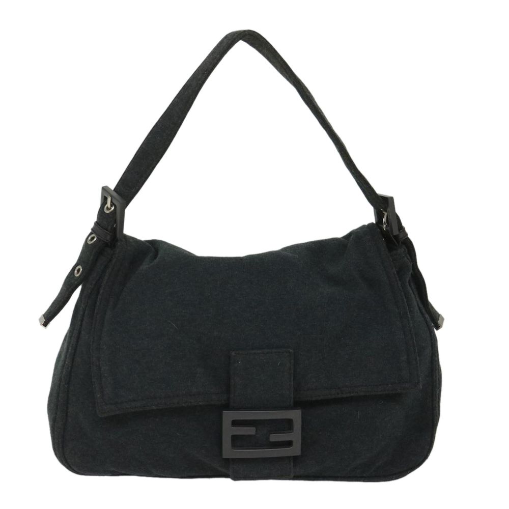 FENDI Mamma Baguette Shoulder Bag Cotton Gray 2305 26325 008 Auth ep2054 - Picture 13 of 16